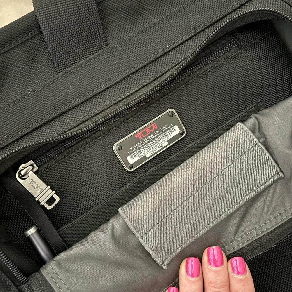 TUMI Alpha 2 Briefcase Laptop Bag Black FXT Ballistic Nylon w/ Shoulder Strap